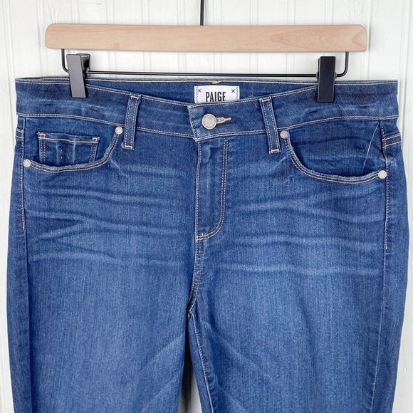Paige Denim Verdugo Crop Dark Wash Zach Distressed Jeans Women's Size 31 - Picture 3 of 8
